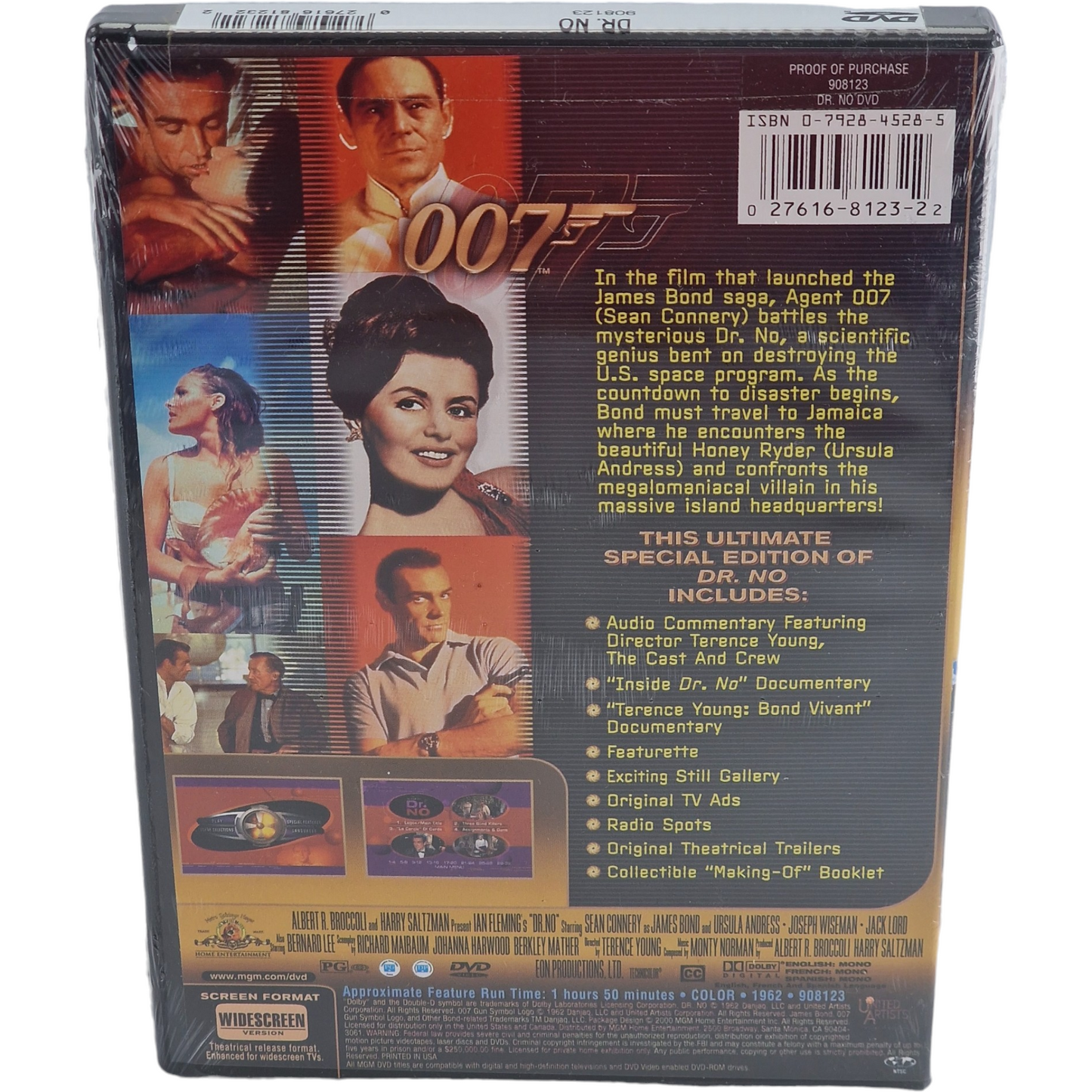 Dr. No DVD 1962 James Bond Sean Connery 2000 Zone 1