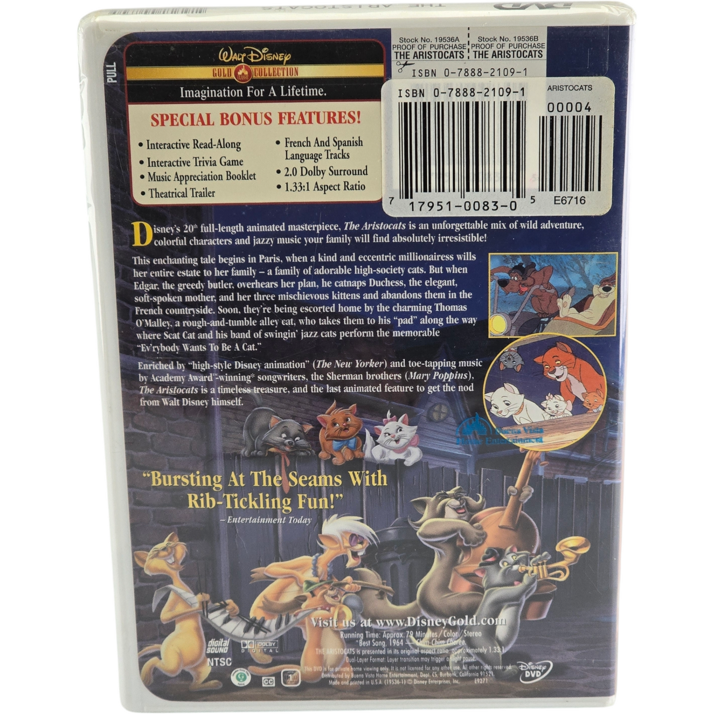 Les Aristochats DVD Walt Disney Gold Classic Collection 30e 2000 VF Region A