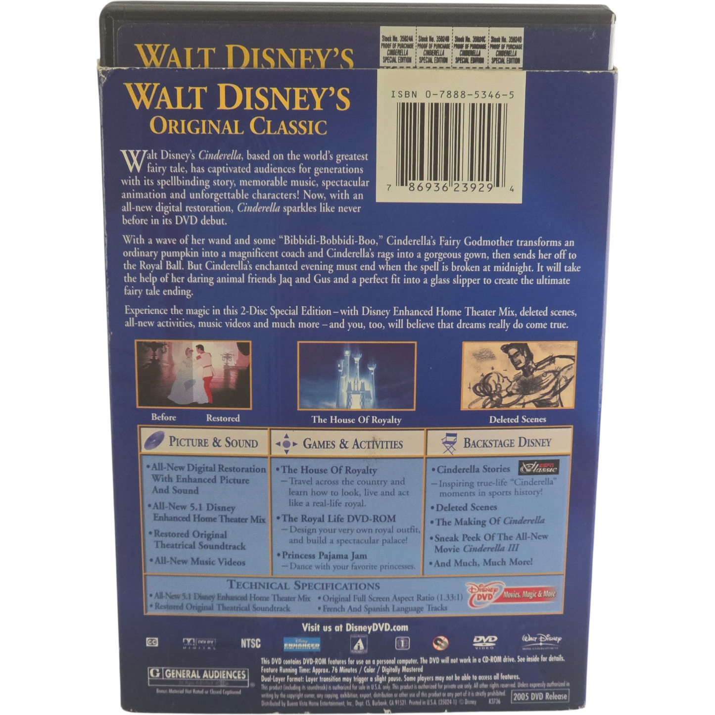 Cinderella DVD 2 Disques Classic Disney Platinum Collection Zone 1 US Import
