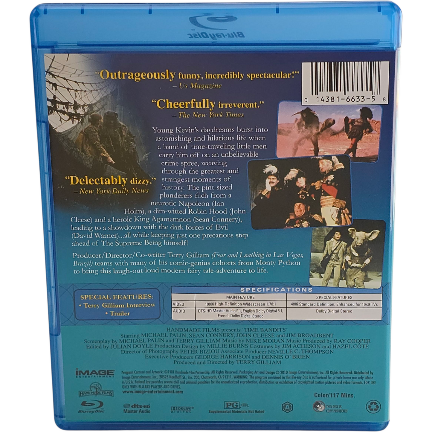 Time Bandits Blu-ray Zone Michael Palin, Sean Connery A US Import