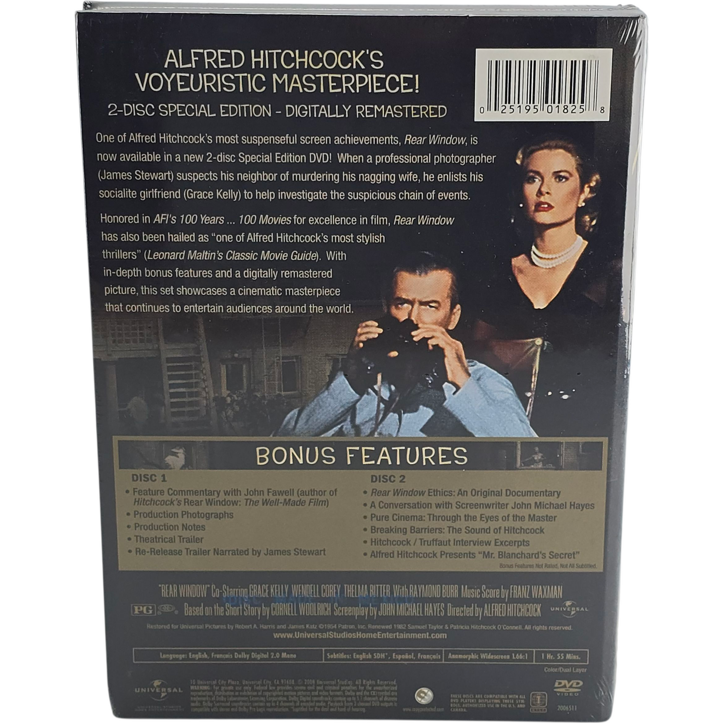 Rear Window DVD DigiPack James Stewart, Grace Kelly Alfred Hitchcock  2008 Zone 1 VF