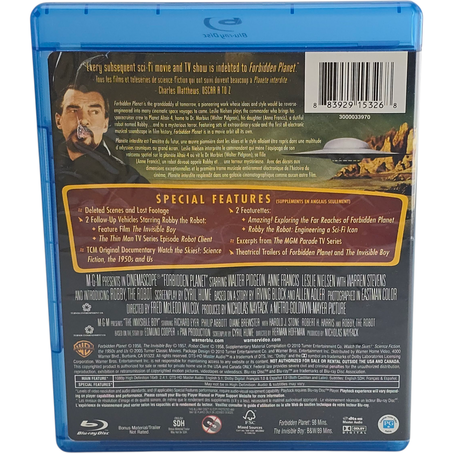 Forbidden Planet Blu-ray 1956   2 Films Zone A -18 Canada Import