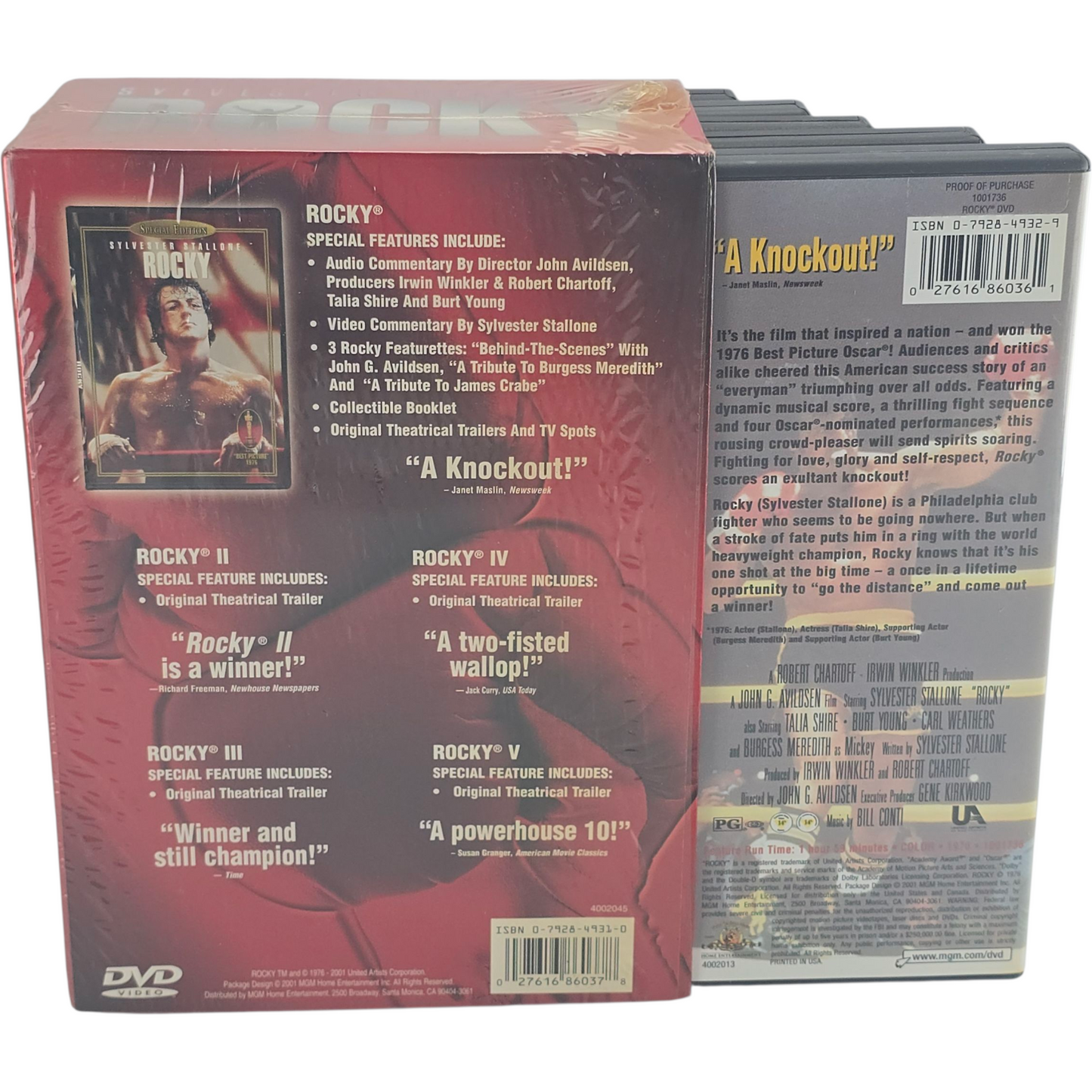 Sylvester Stallone Rocky I II III IV V DVD 5 Films Boxed Set Zone 1 US Import