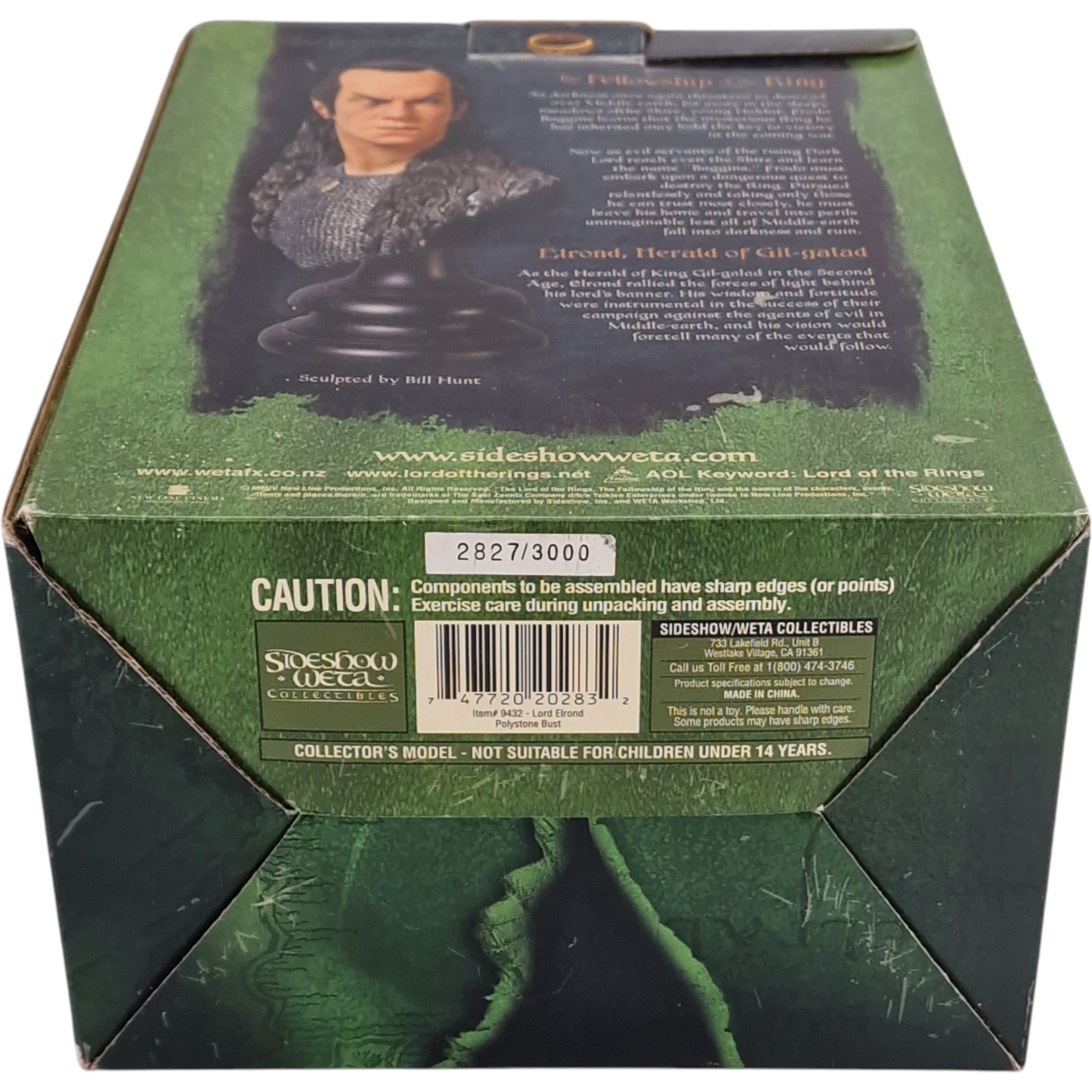 Seigneur des Anneaux Buste Resine Lord Elrond Sideshow Weta 3000 Ex Polystone 1/4