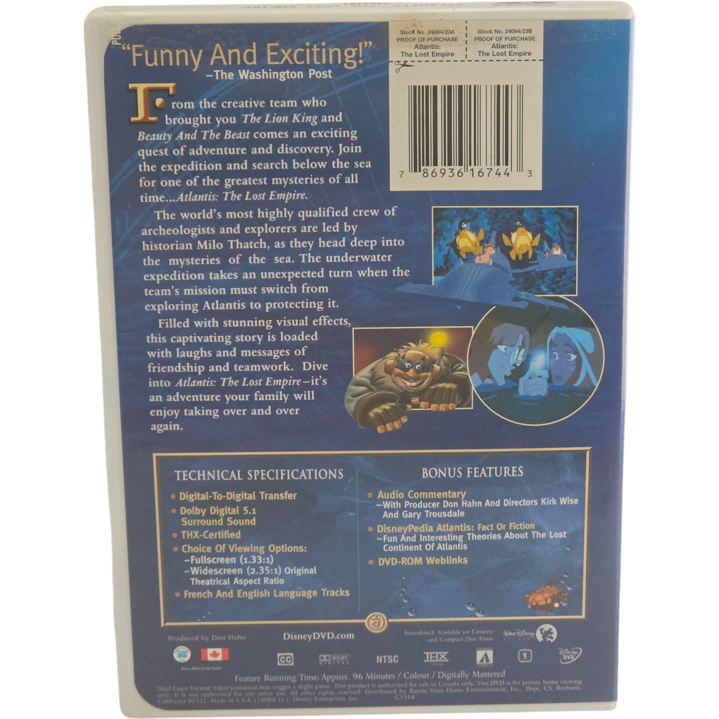 Atlantis: The Lost Empire Walt Disney Classic Collection Zone 1 US Import