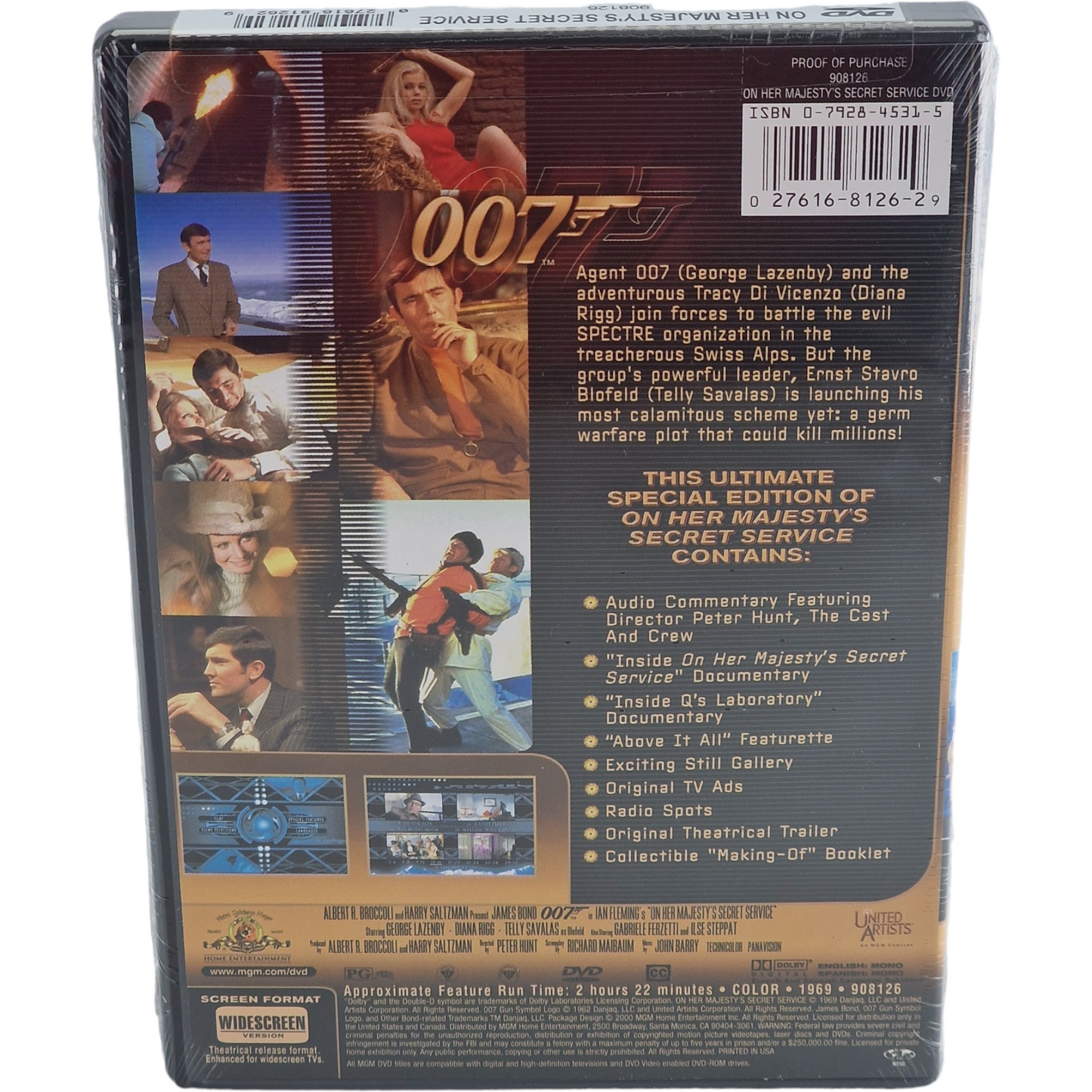 On Her Majesty's Secret Service DVD 1969 James Bond 2000 Zone 1