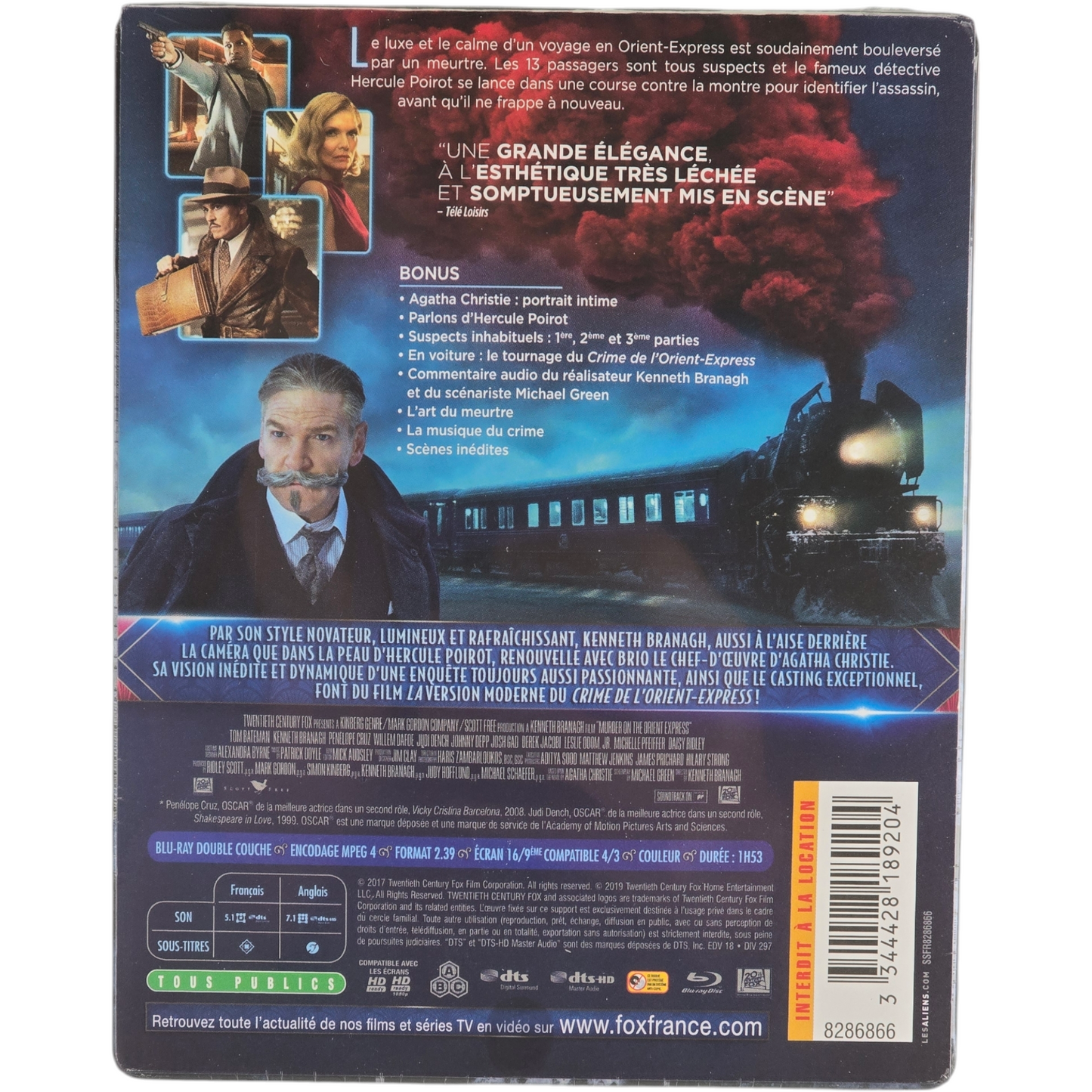 Crime de l'Orient Express SteelBook Tom Bateman,Kenneth Branagh, Penélope Cruz