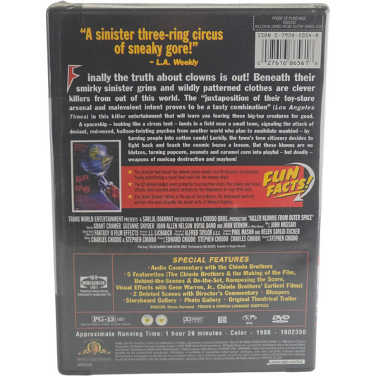 Killer Klowns from Outer Space 1988 DVD US Import V0STFR Région 1 2020 Neuf