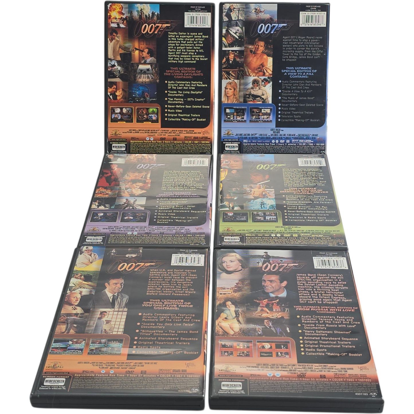 James Bond DVD Gift Set 6 Films Sean Connery, Roger Moore Zone 1 Import USA