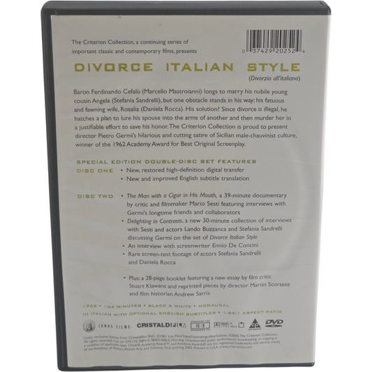 Divorce Italian Style Coffret 2 DVD Criterion – Zone 1