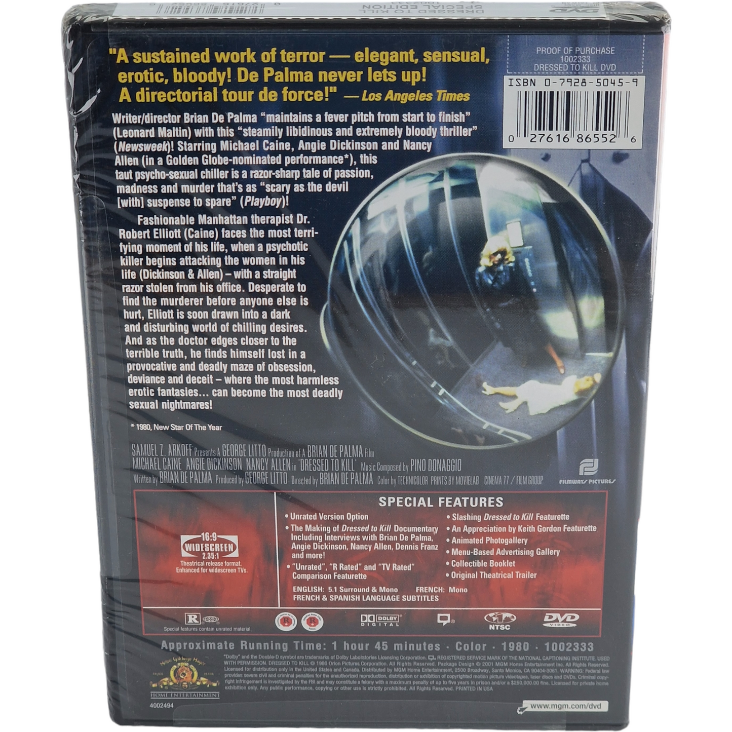 Pulsions (Dressed to Kill) 1980 DVD Brian De Palma Édition spéciale 2001 Zone 1