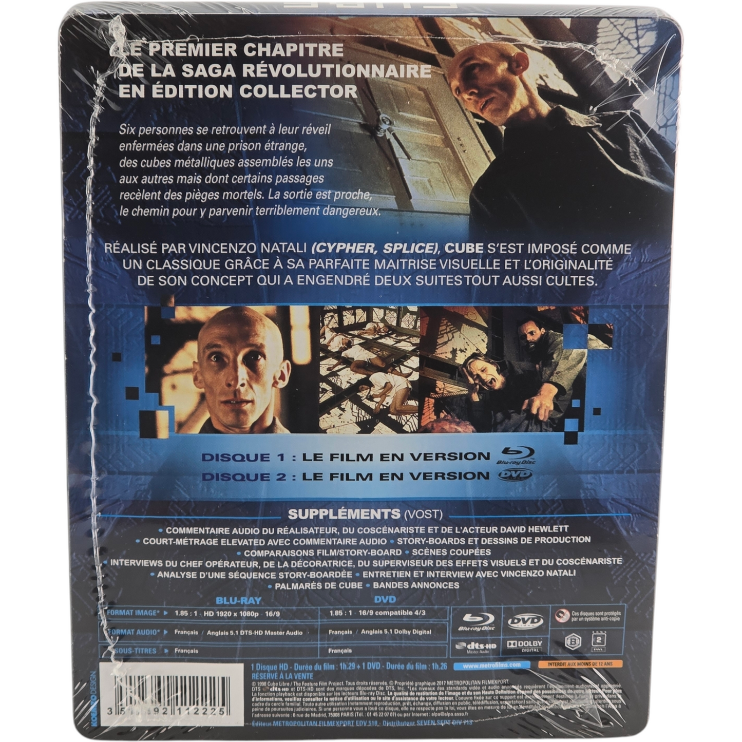 Cube 1997 Steelbook Blu-ray + DVD édition Limitée Vincenzo Natali 2017 Zone B