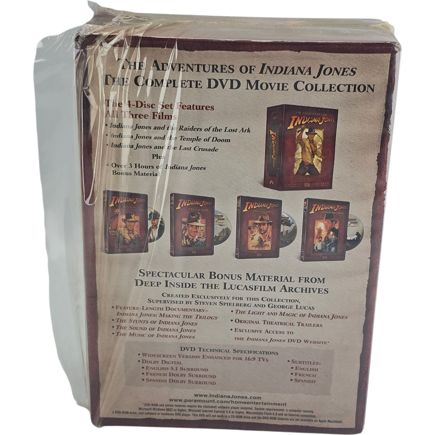 The Adventures of Indiana Jones DVD 3 Films Steven Spielberg Zone 1 US Import