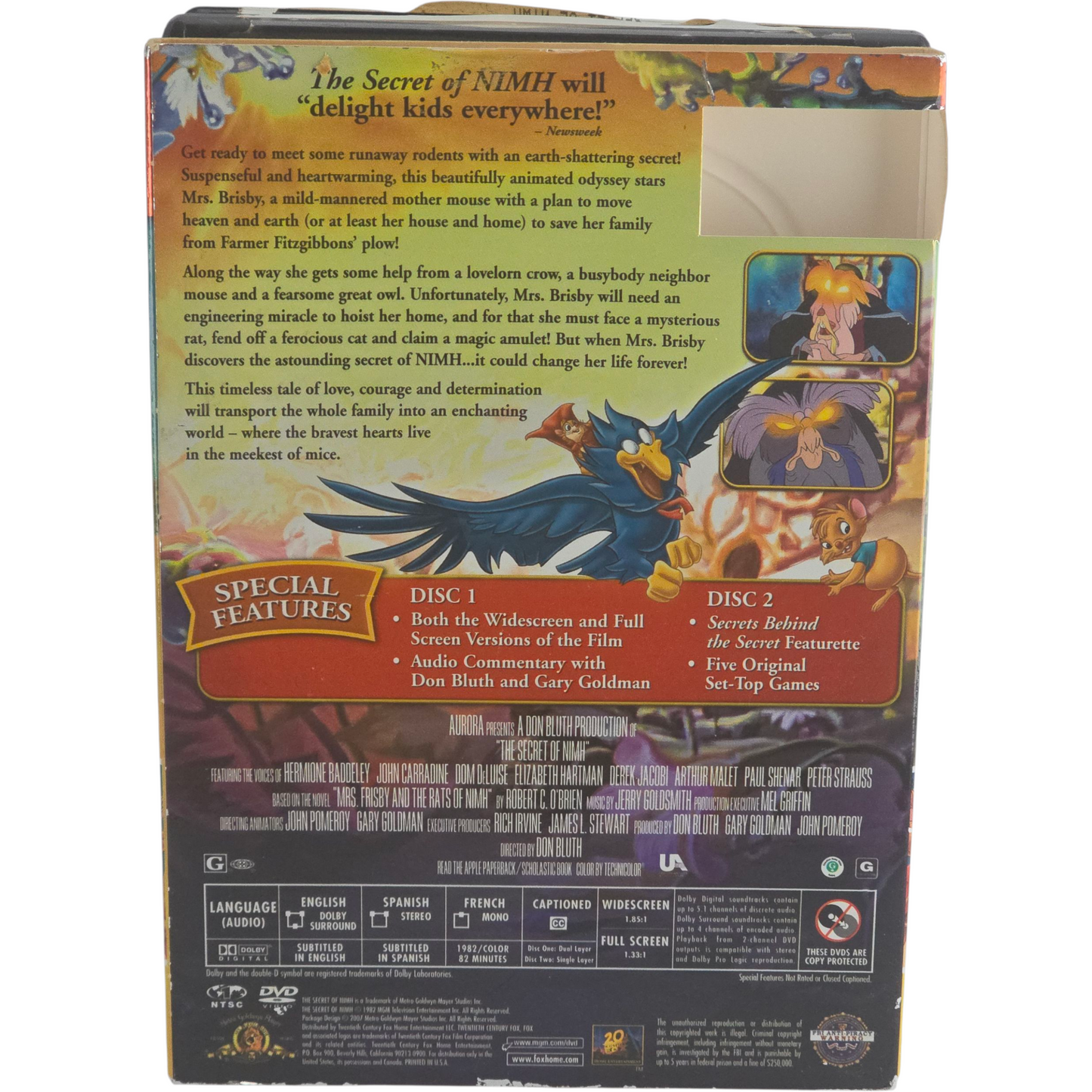 The Secret of NIMH DVD Two-Disc Family Fun Edition Zone 1 US Import
