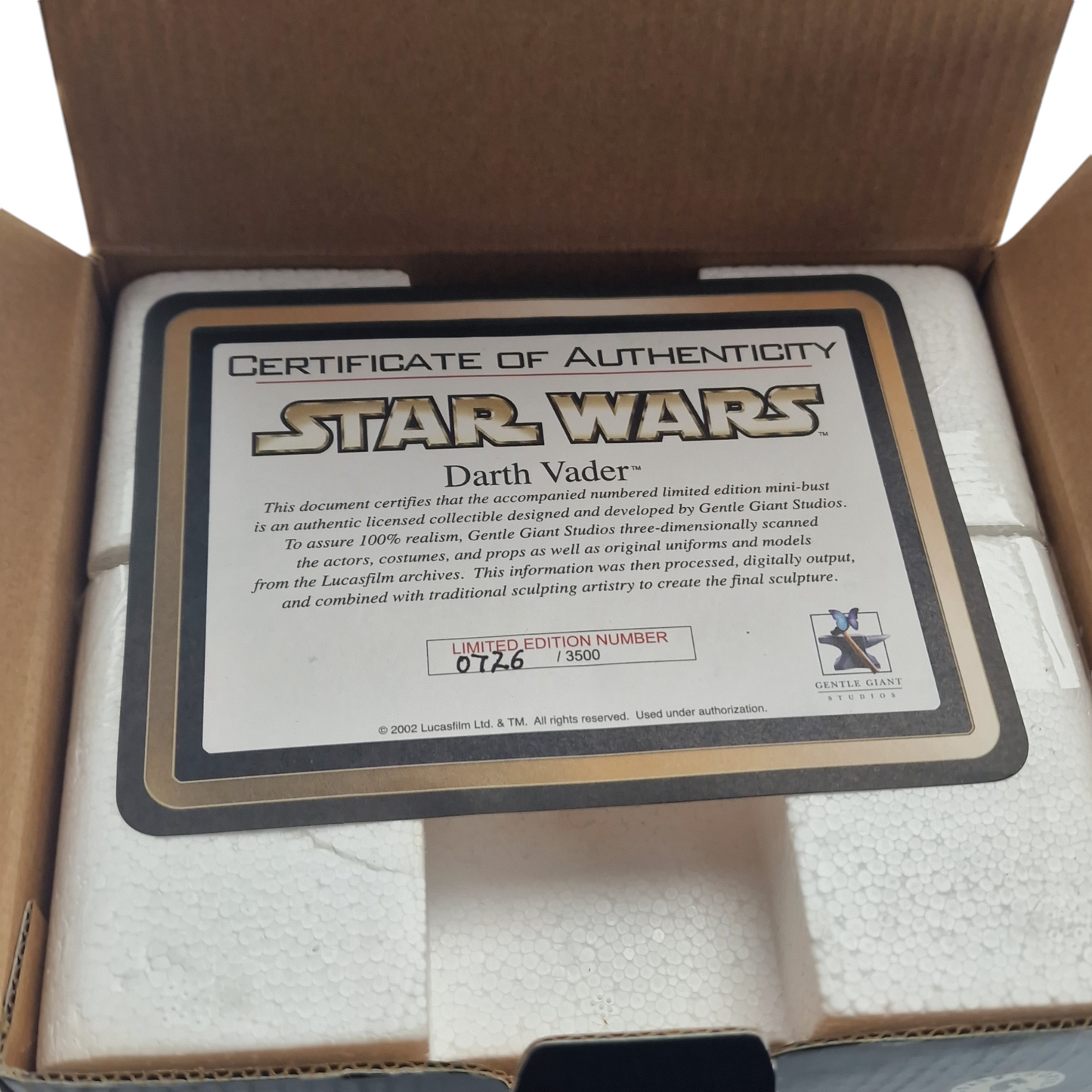 Star Wars : Gentle Giant Buste Darth Vader - a New Hope 3500 EX Limitée 1/6 Neuf