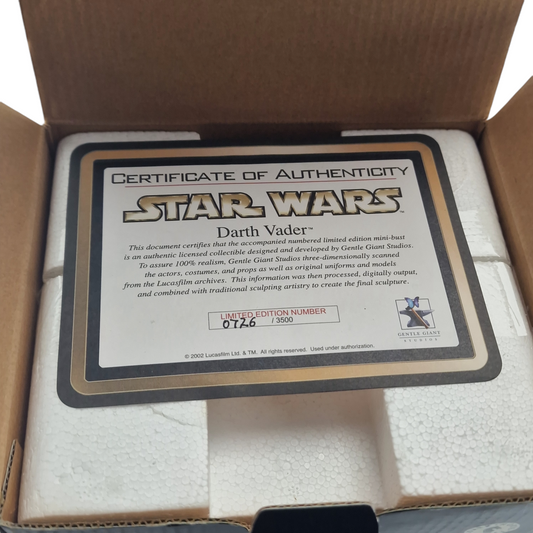 Star Wars : Gentle Giant Buste Darth Vader - a New Hope 3500 EX Limitée 1/6 Neuf - visuel 3