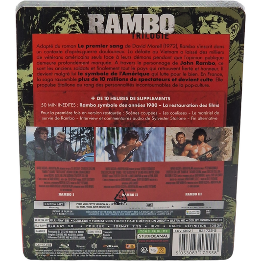 Rambo : La Trilogie - SteelBook 4K UHD + Blu-ray - 6 disques - édition limitée