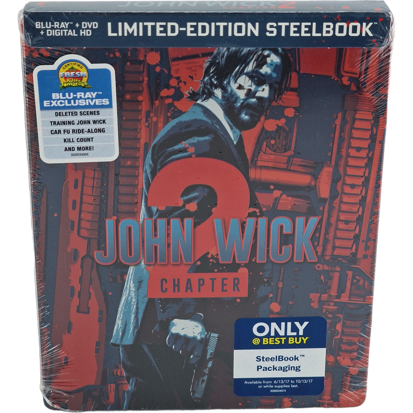 John Wick: Chapter 2 Blu-ray + DVD + Digital HD SteelBook 2017 Zone A