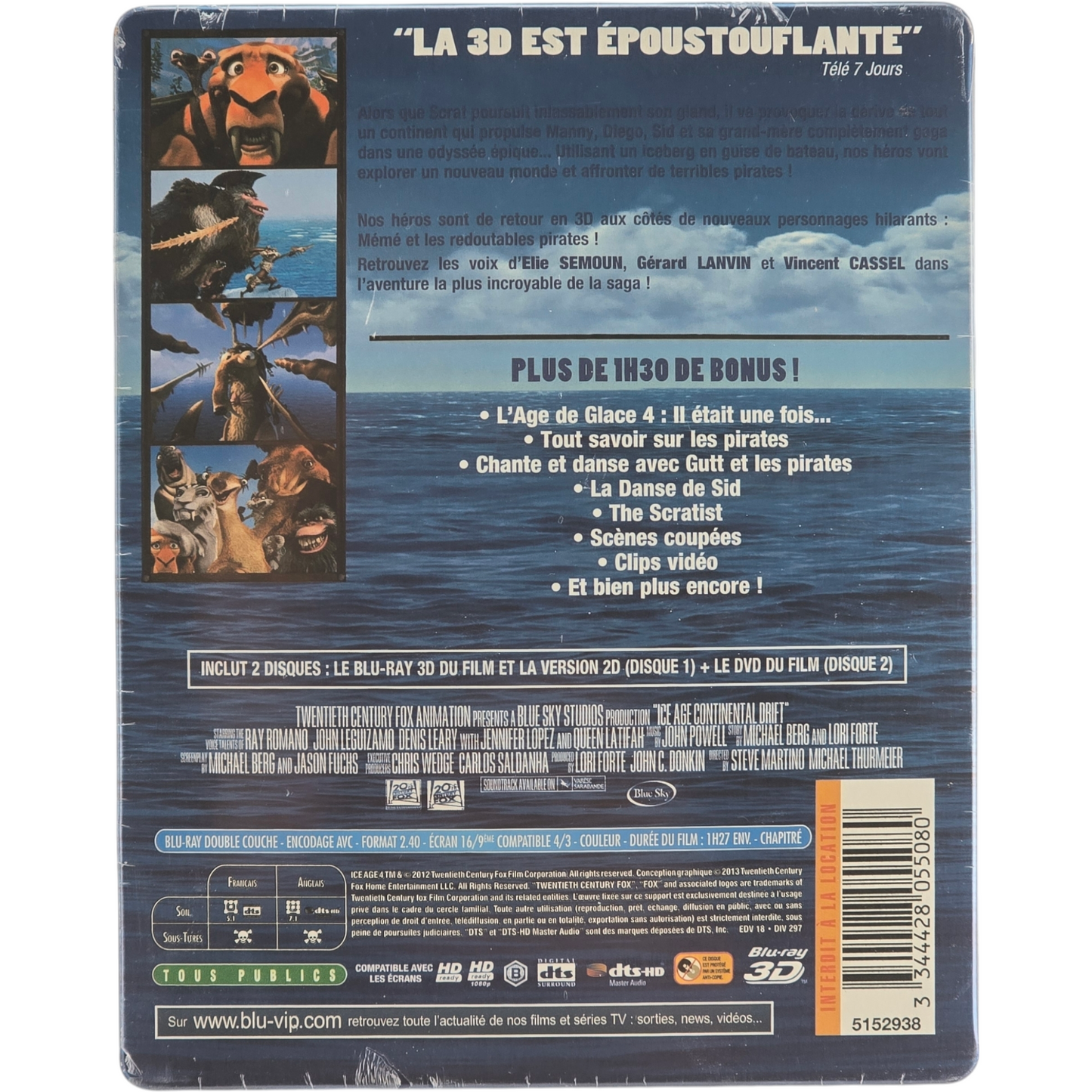 L'Age de Glace 4:Dérive des Continents 3D Blu-ray+2D+DVD SteelBook lenticulair B
