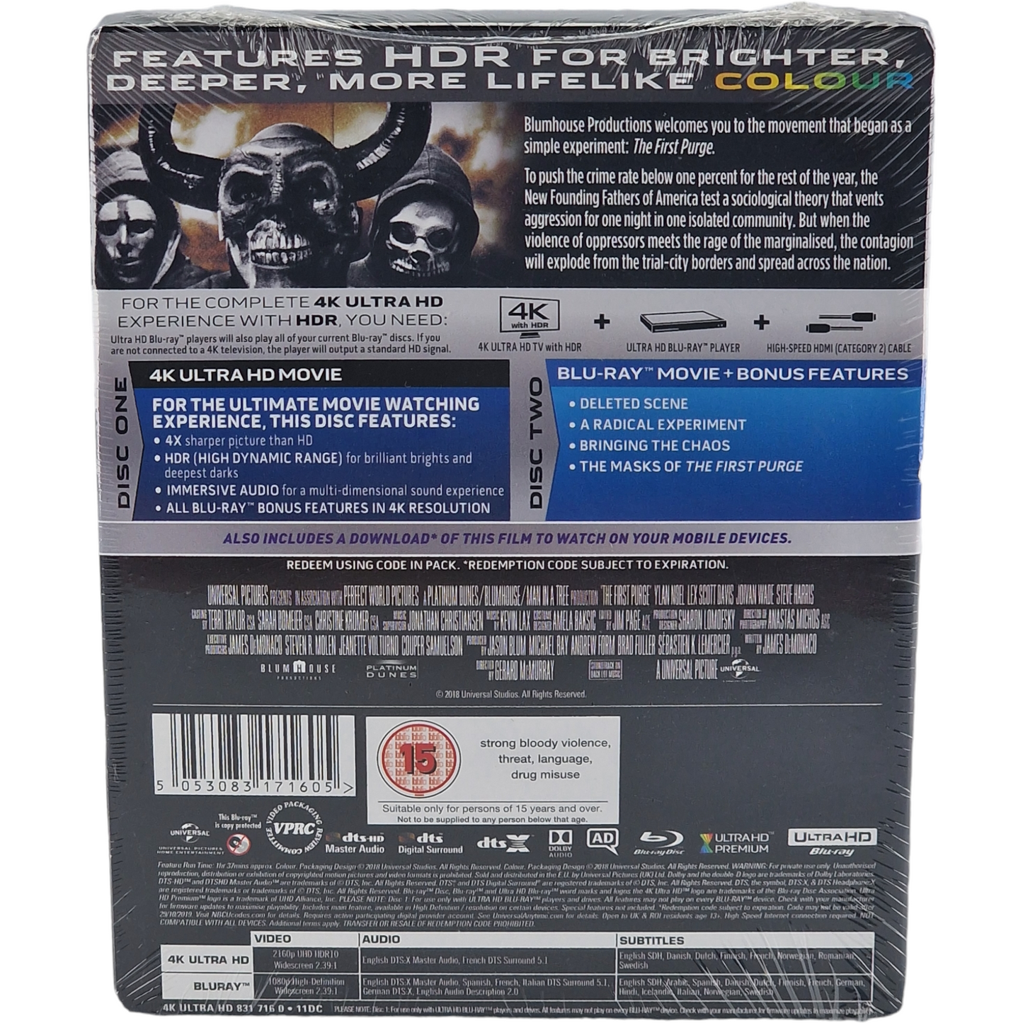 The First Purge 4K Ultra HD + Blu-ray SteelBook Exclusivité HMV 2018 Zone B
