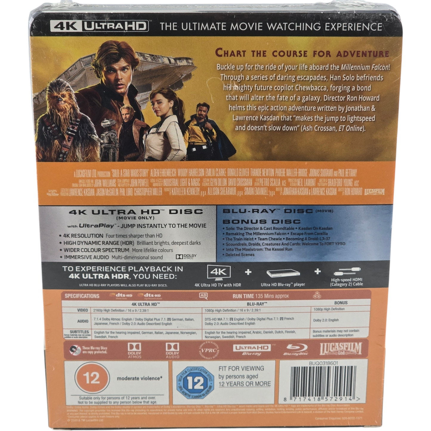 Solo: A Star Wars Story 4K Ultra HD + Blu-ra Zavvi Limitée Exclusive 2020 Zone B