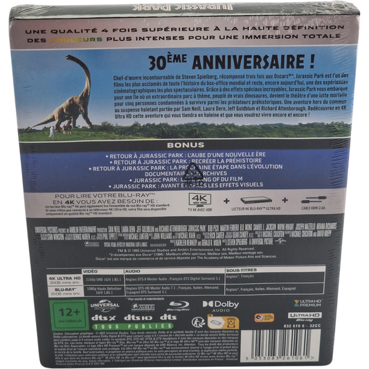Jurassic Park (1993) – SteelBook 4K Ultra HD + Blu-ray – Zone B – vue 3
