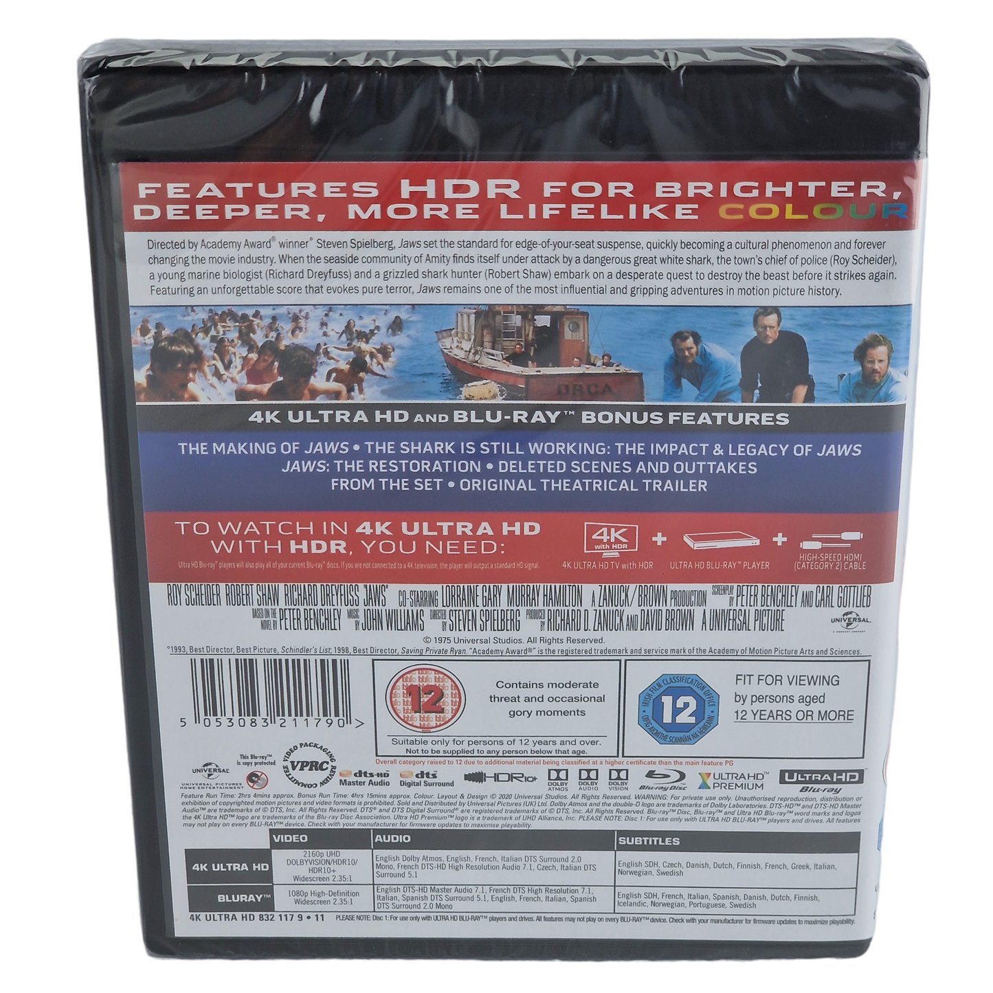 Jaws 4K Ultra HD + Blu-ray Les dents de la mer Édition 45e anniversaire Zone Libre