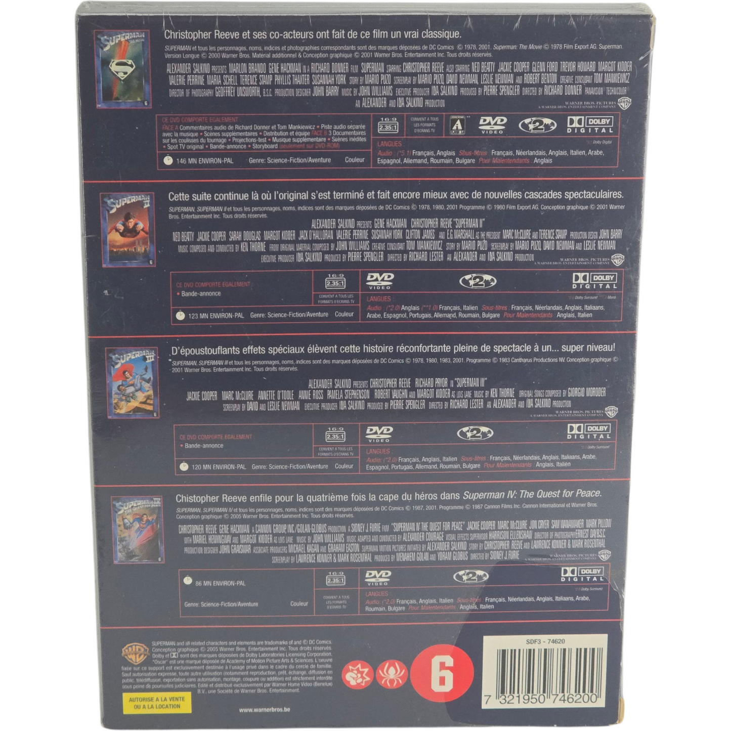 Superman coffret DVD - Collection 4 Films (1978-1987) Zone B Christopher Reeve