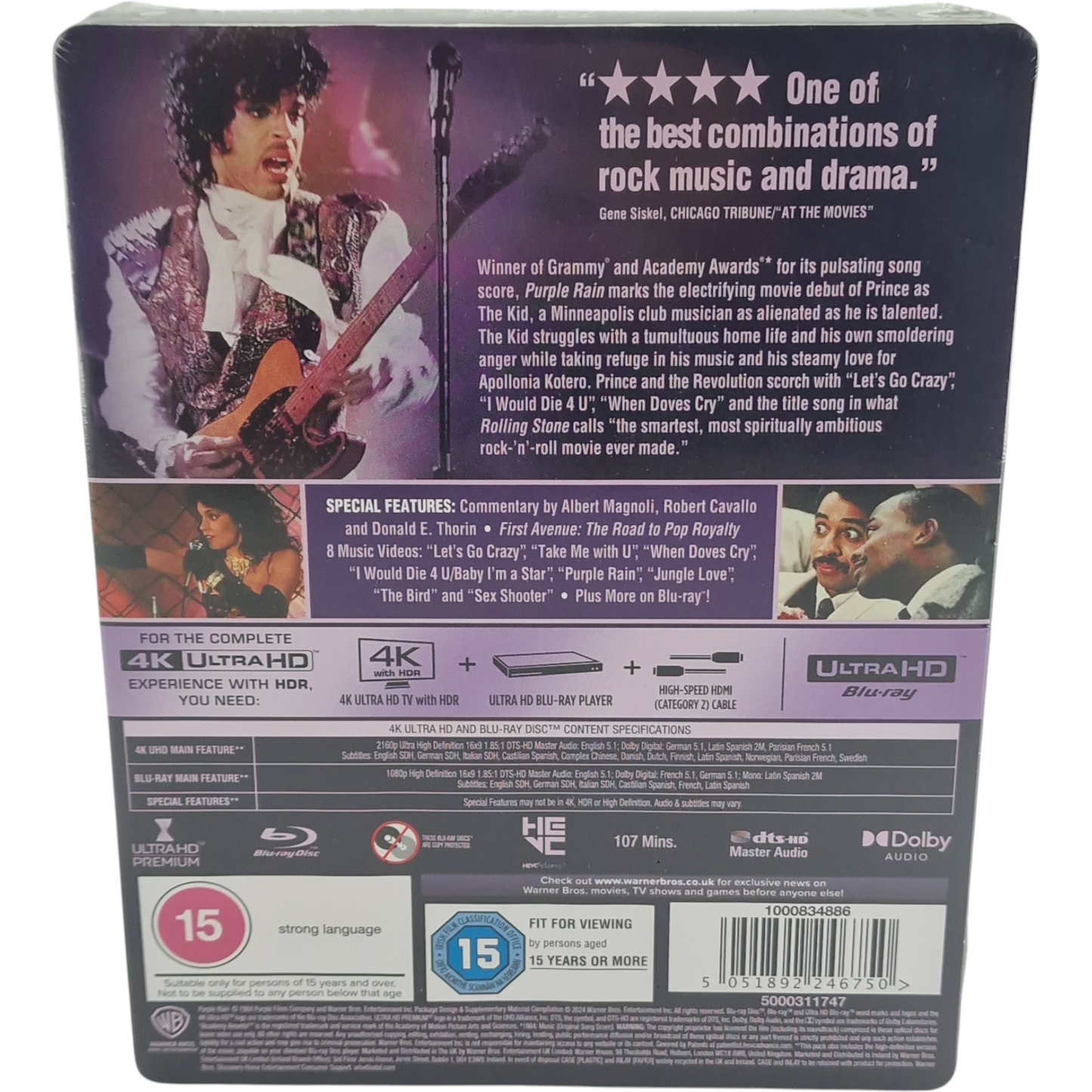Purple Rain 1984 SteelBook 4K Ultra HD + Blu-ray Prince 2024 Zone Libre