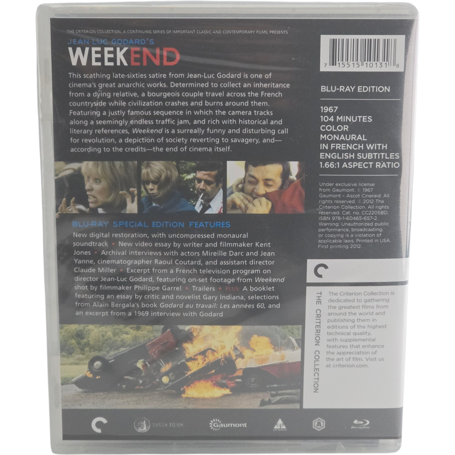 Weekend 1967 Blu-ray Criterion Jean-Luc Godard US Import VF Region A 2012