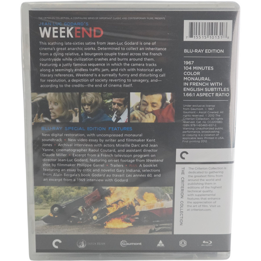 Week-end (1967) - Blu-ray - Zone A - vue 3