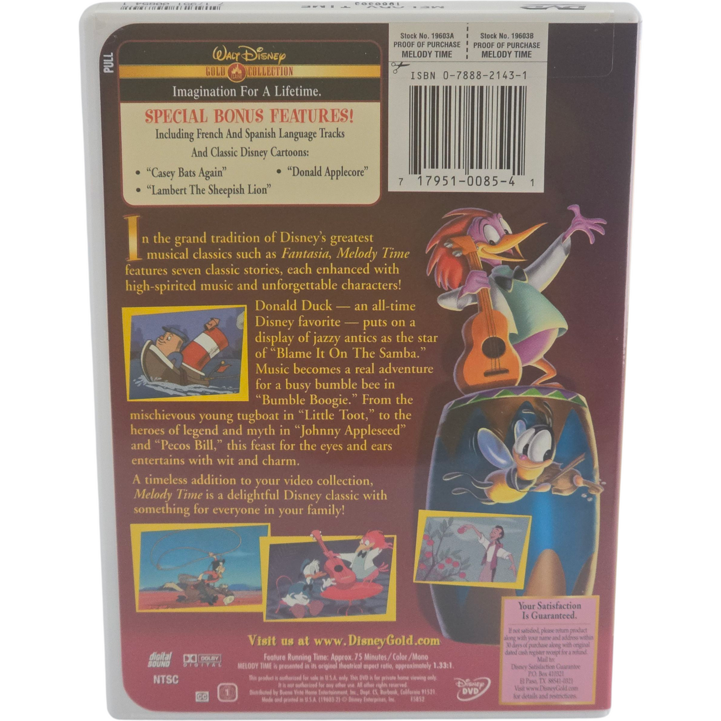Melody Time DVD Walt Disney Gold Classic Collection Zone 1 US Import