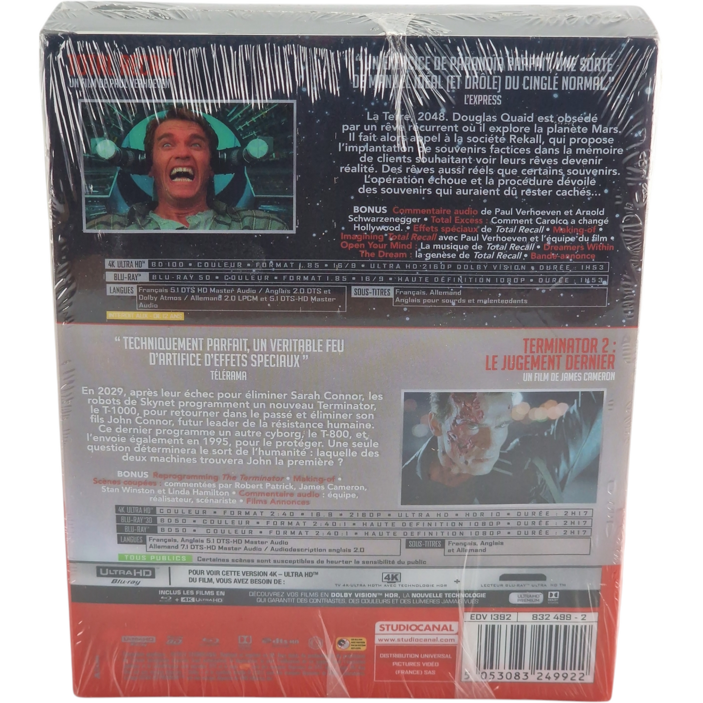 Terminator 2:Judgment Day + Total Recall SteelBook 4K Ultra HD + Blu-ray Zone B