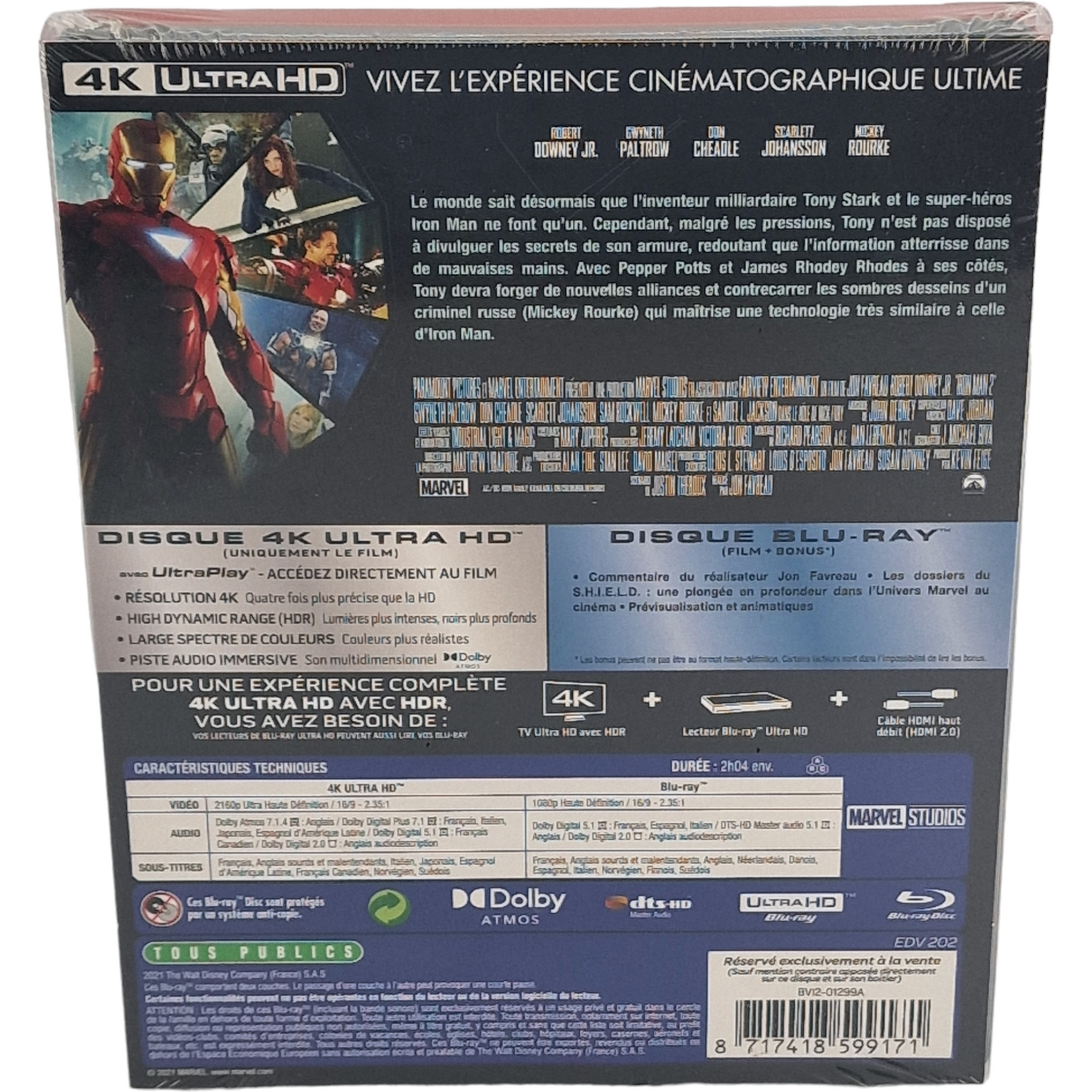 Iron Man 2 SteelBook 4K Ultra HD + Blu-ray Mondo X #048 (2010) Zone B