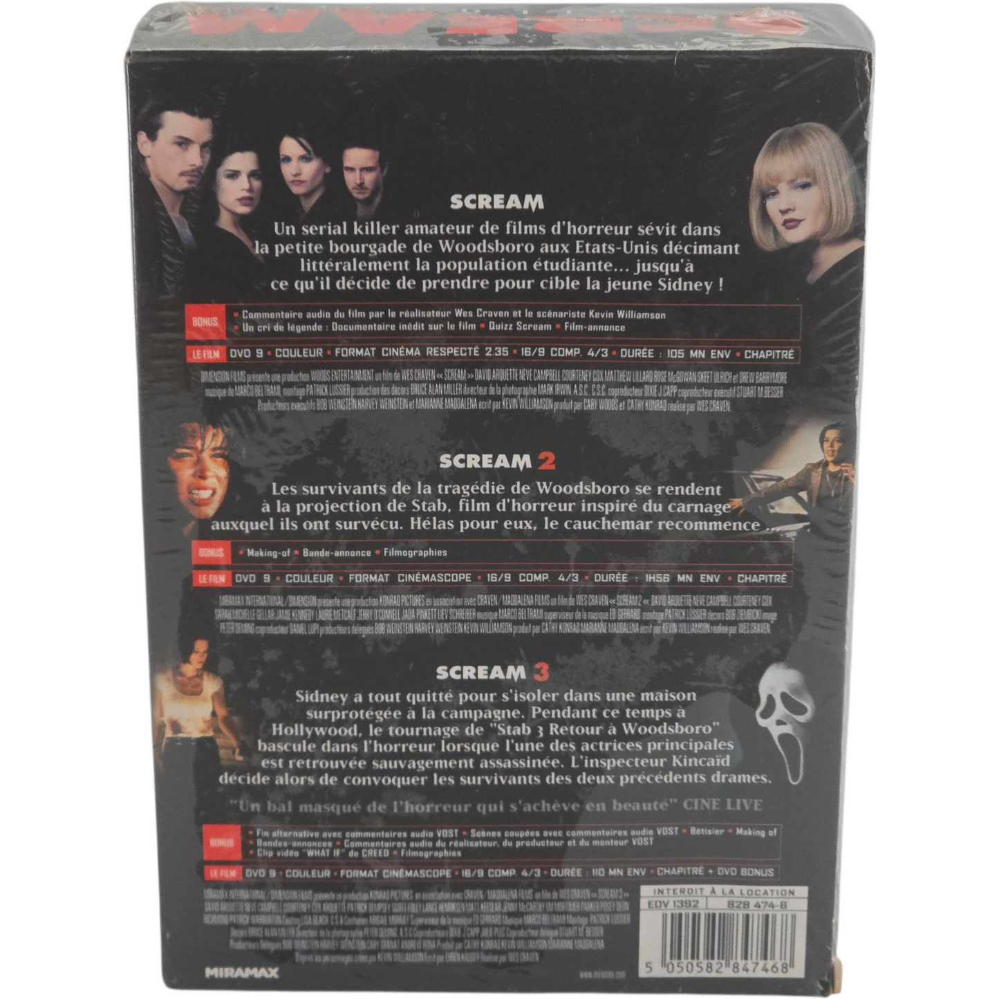 Scream - Coffret - Scream 1 + Scream 2 + Scream 3 David Arquette  DVD Zone B