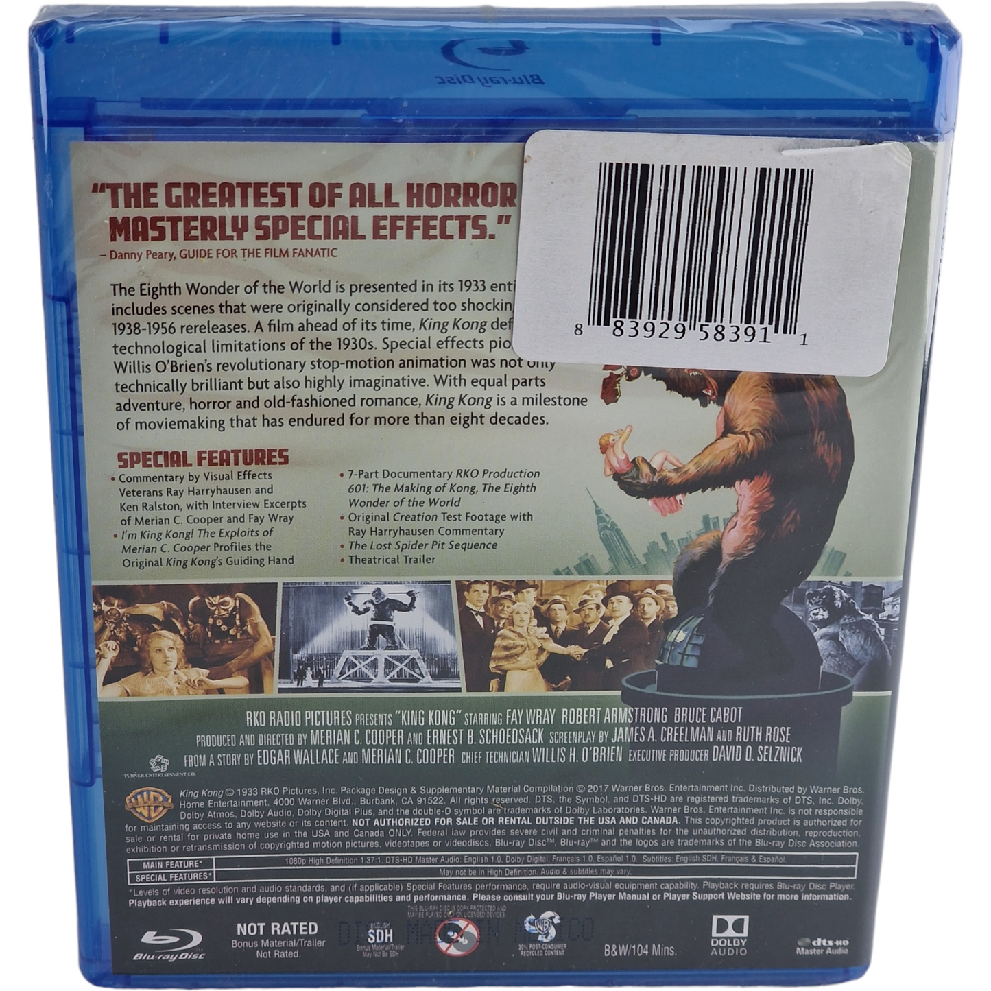 King Kong 1933 Blu-ray Avec Slipcover 2007 Monster Mayhem Zone Libre