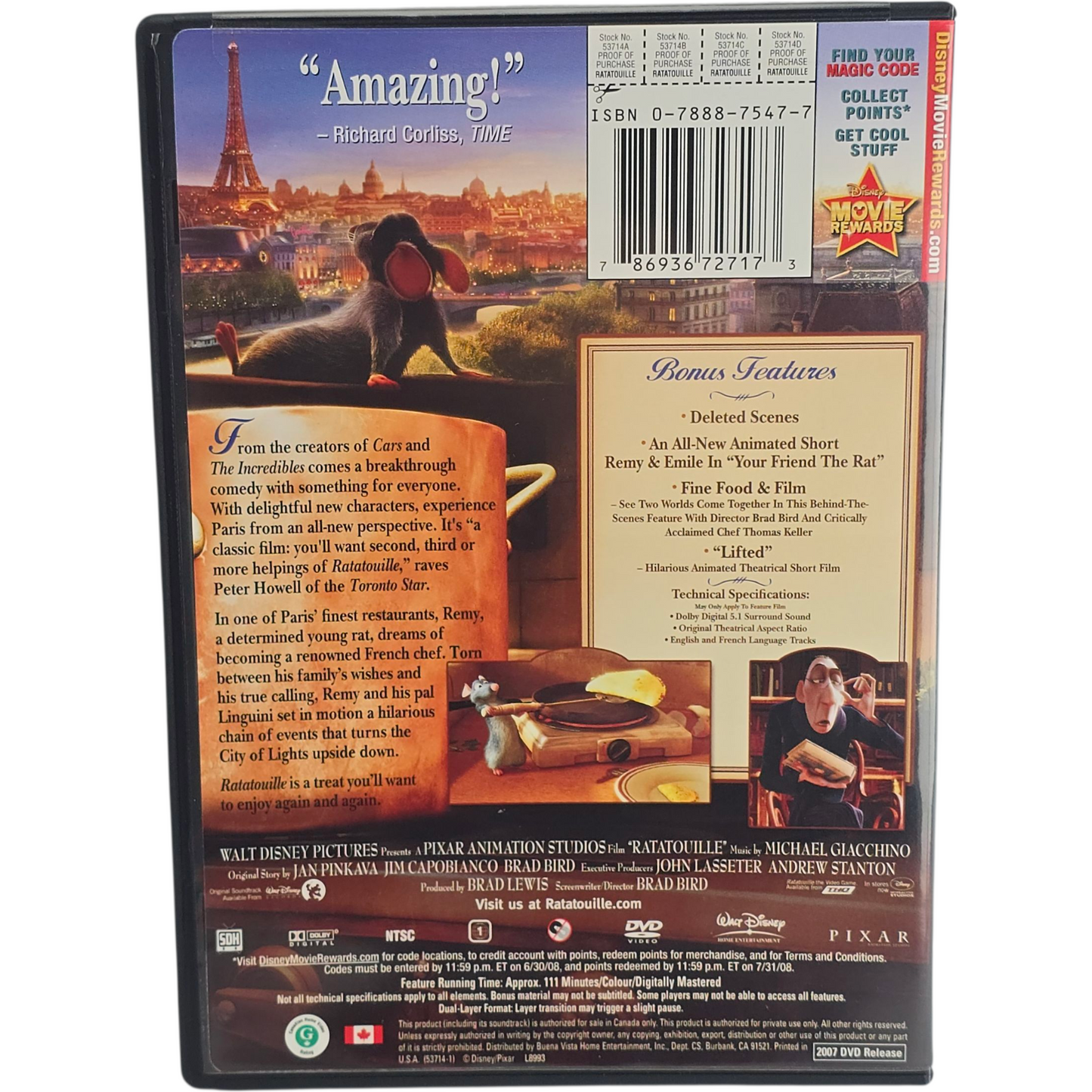 Ratatouille 2 X DVD Walt Disney  Classic Collection Zone 1 US Import