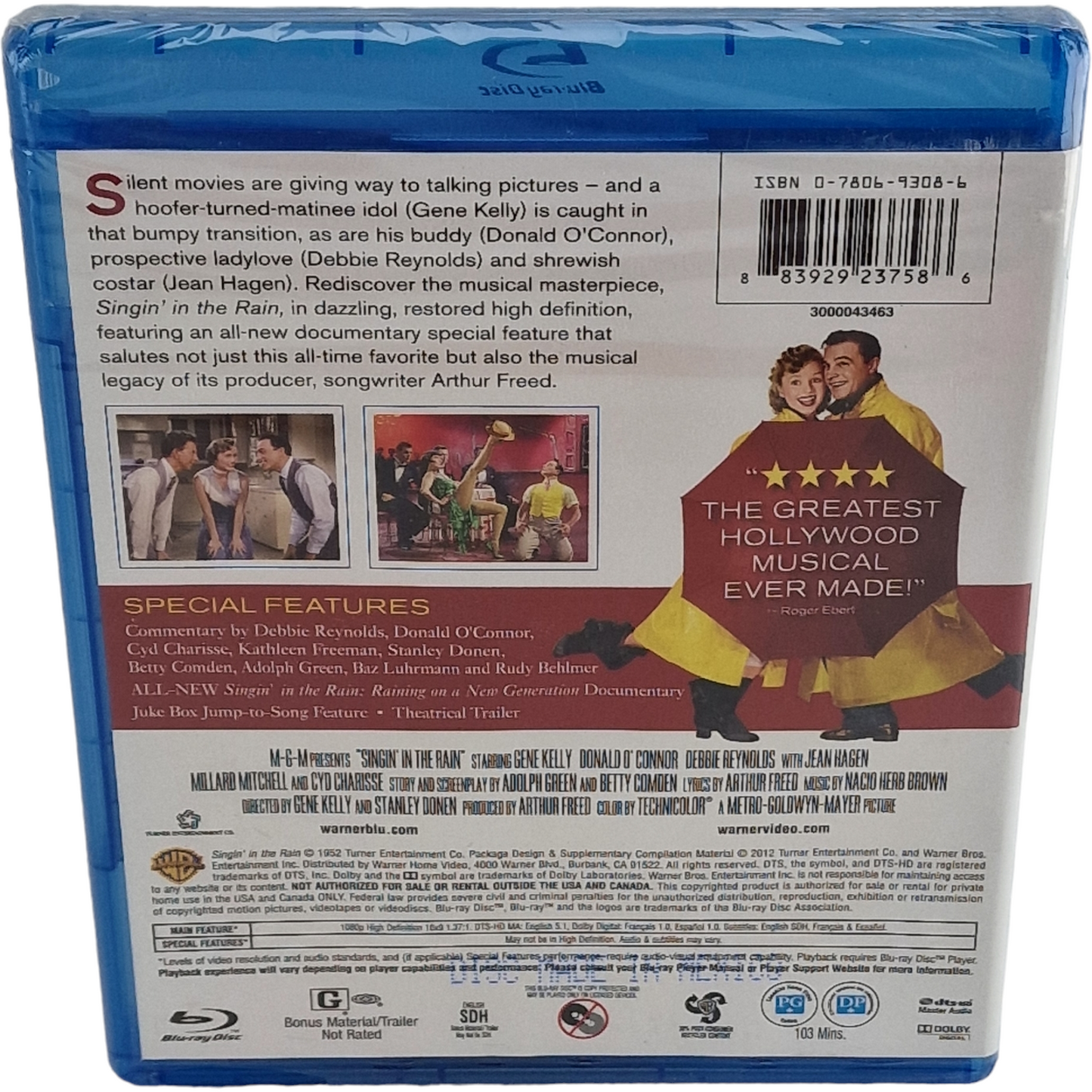 Singin' in The Rain Blu-ray + DVD Gene Kelly, Donald O'Connor 2012 Region Libre