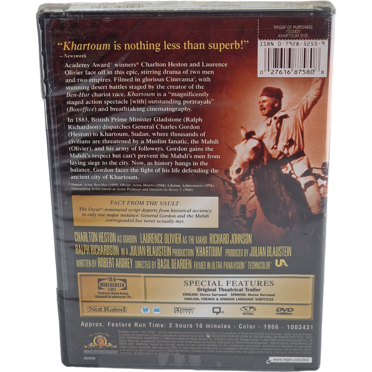 Khartoum DVD 1966 Charlton Heston, Laurence Olivier, 2002 Zone 1
