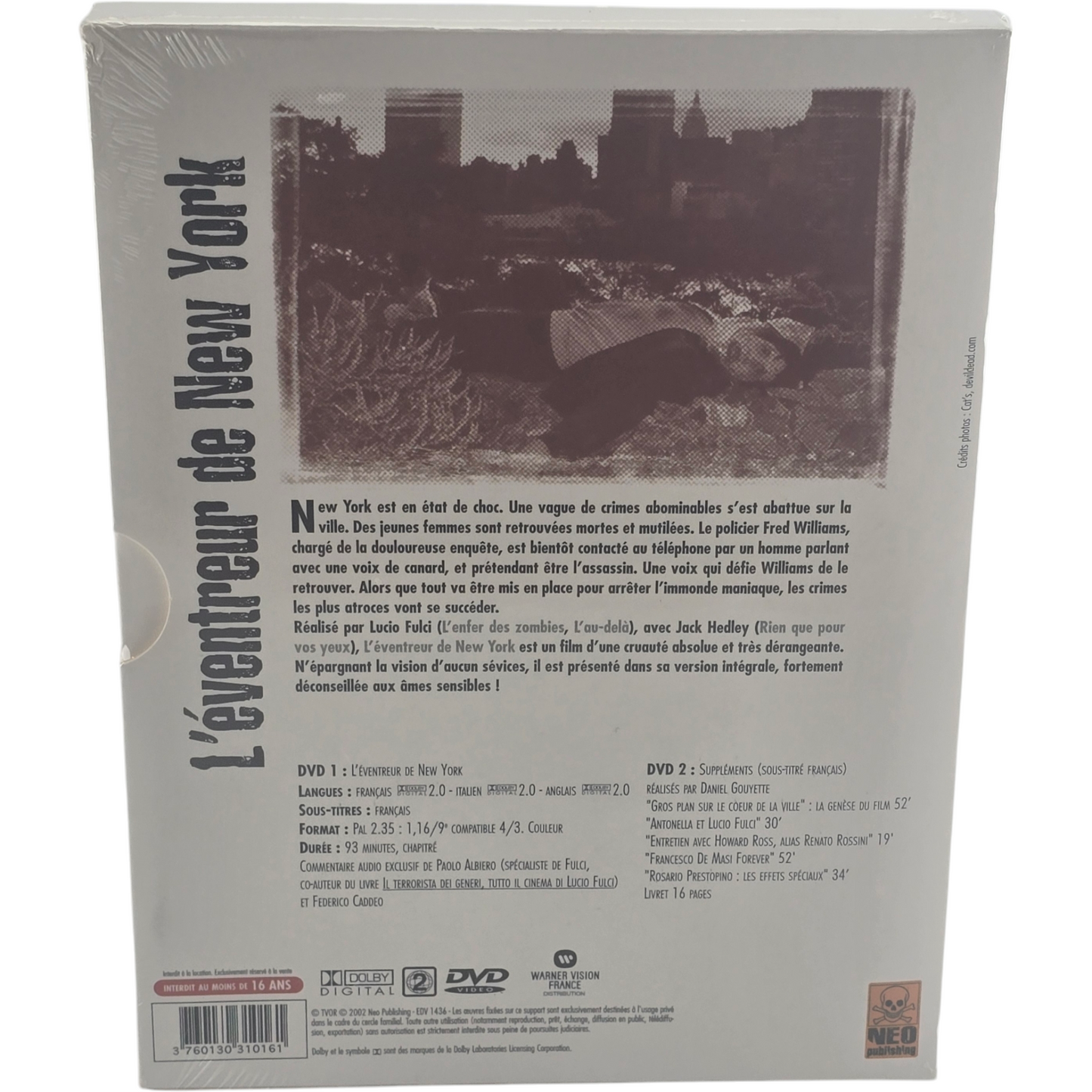 L'Eventreur De New-York Édition Collector 2 X DVD +Bonus Digipack Lucio Fulci B