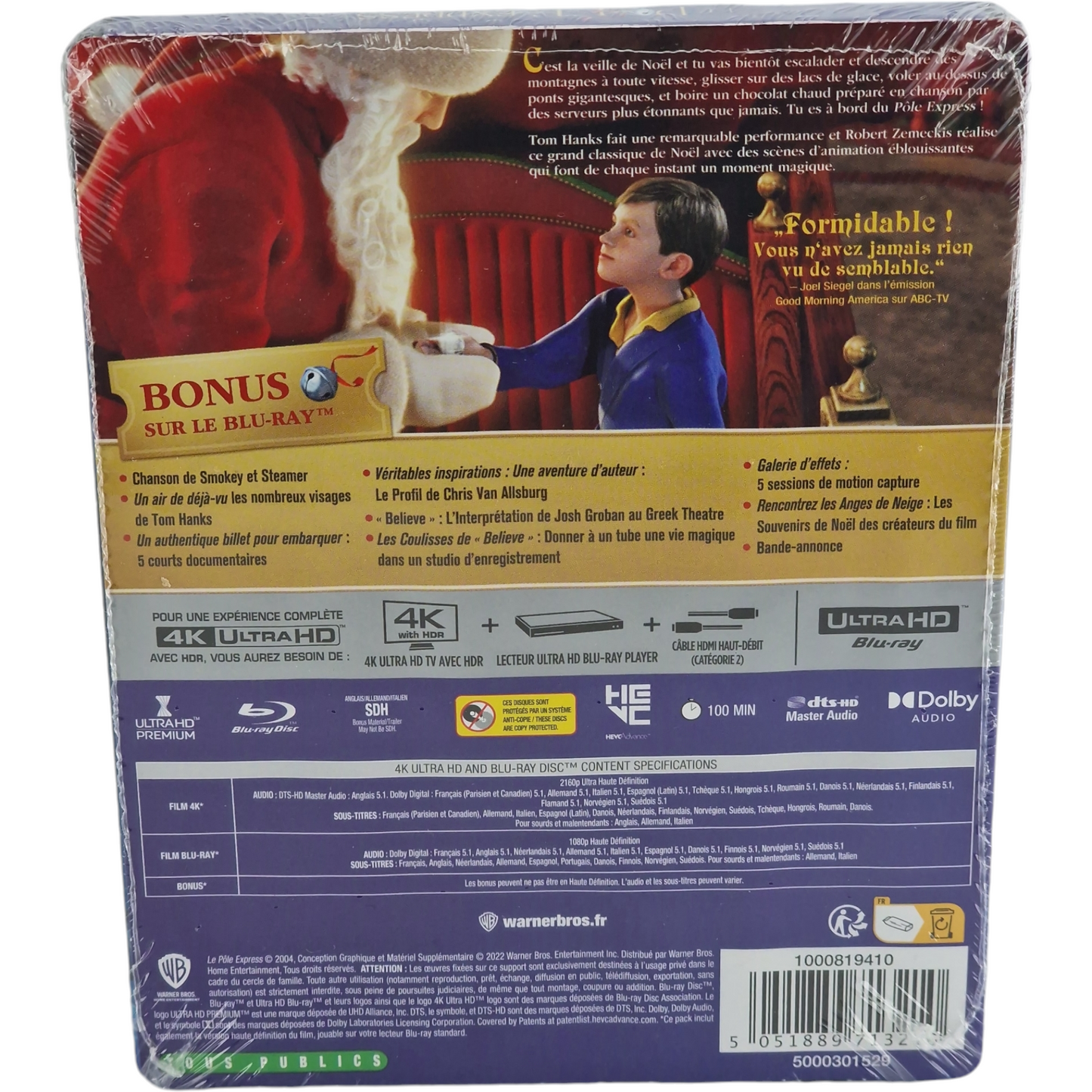 The Polar Express 2004 SteelBook 4K Ultra HD + Blu-ray Tom Hanks Zone B