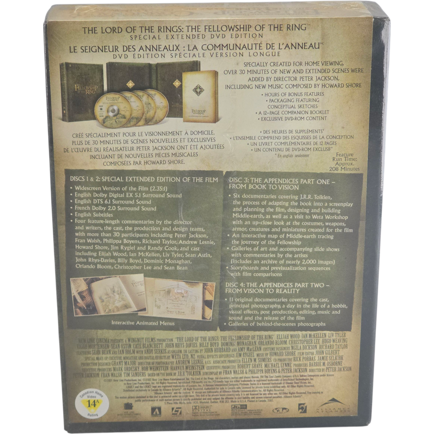 The Lord of the Rings: The Fellowship of the Ring DVD DigiPack Zone A