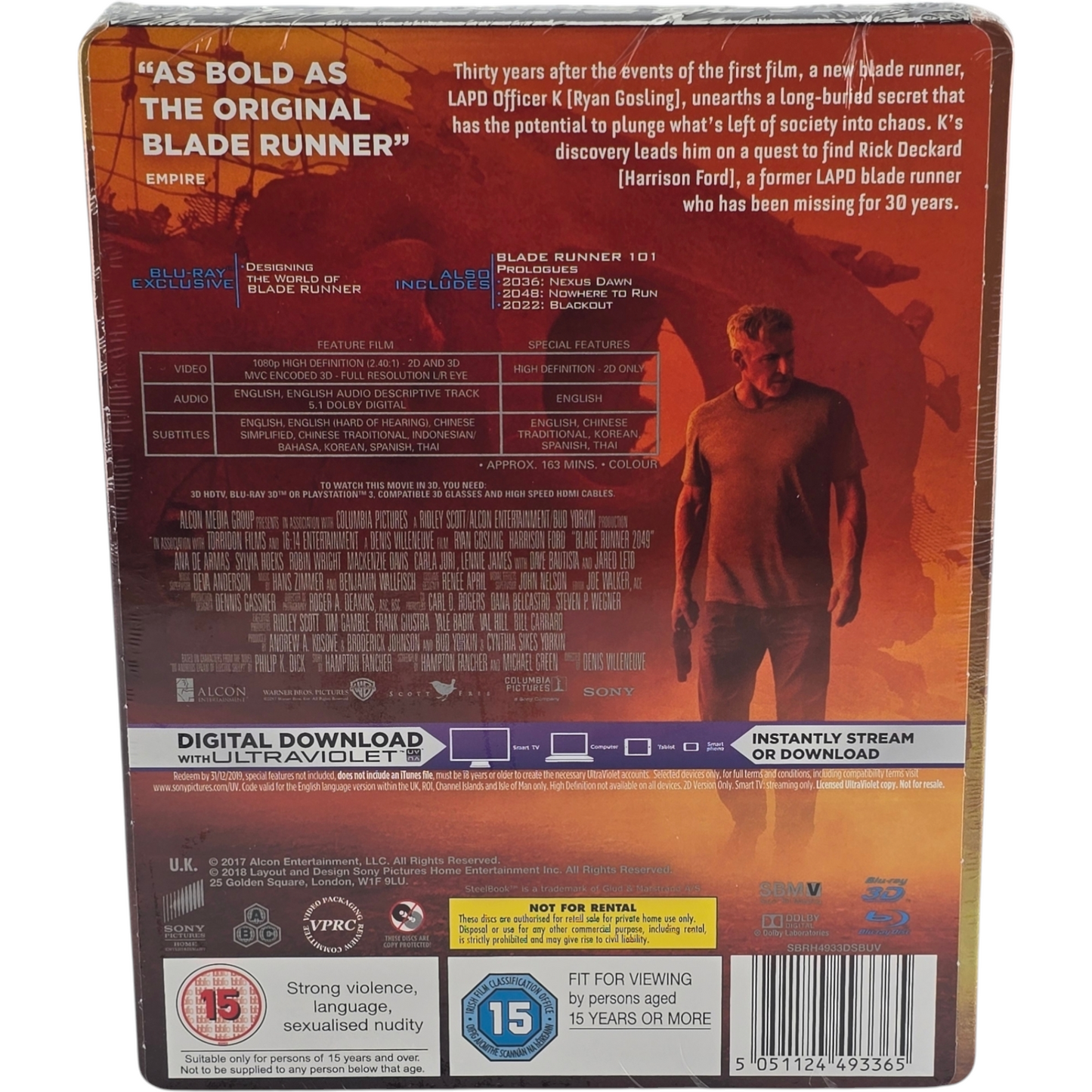 Blade Runner 2049 SteelBook Blu-ray 3D + 2D limitée Ryan Gosling Harrison Ford