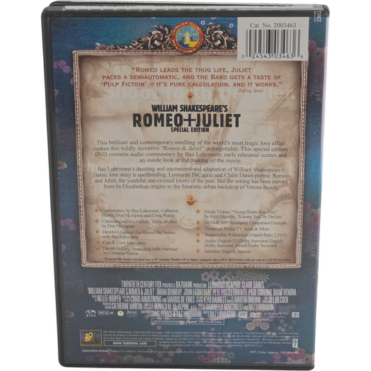 Romeo + Juliet DVD – Leonardo DiCaprio, Claire Danes – Zone 1 US
