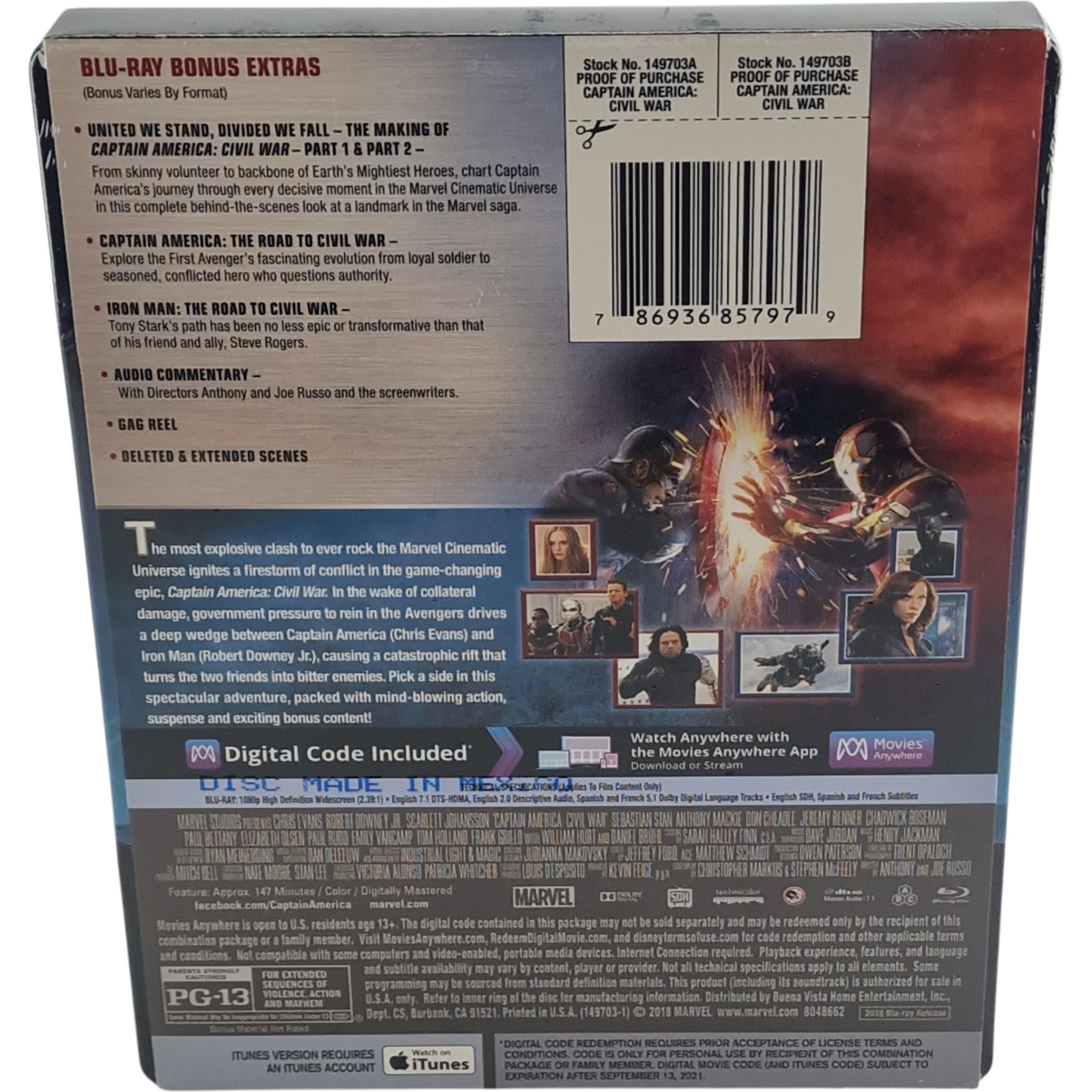 Captain America: Civil War Blu-ray SteelBook Titre Débossé Best Buy 2018 Zone A