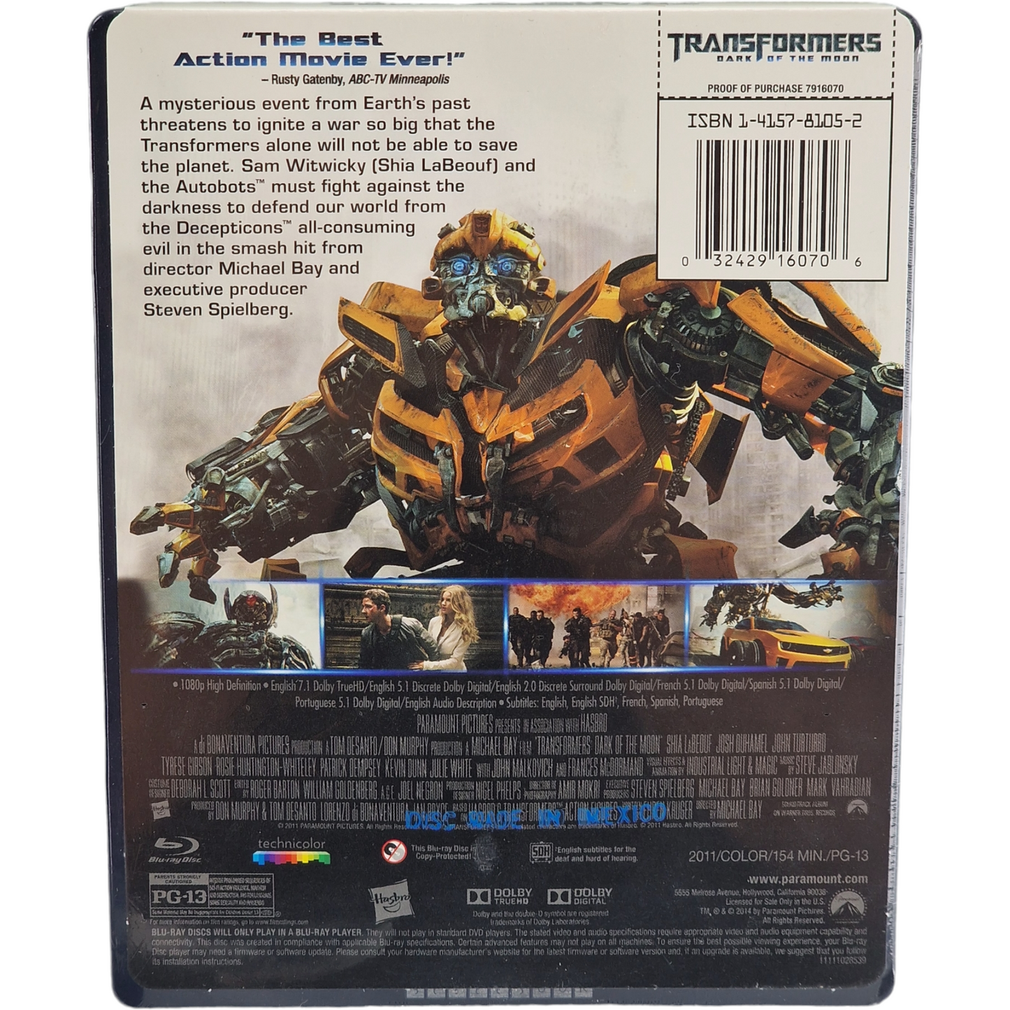 Transformers: Dark of the Moon Blu-ray SteelBook Best Buy Exclusive 2014 Zone A