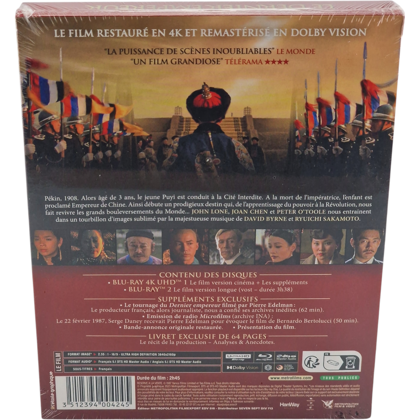 Le Dernier Empereur 4K Ultra HD + Blu-ray Édit Collector limitée DigiPack Zone B