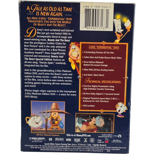 La Belle et la Bête 2 X DVD Walt Disney Édit platine VF 2002 US Import Zone 1