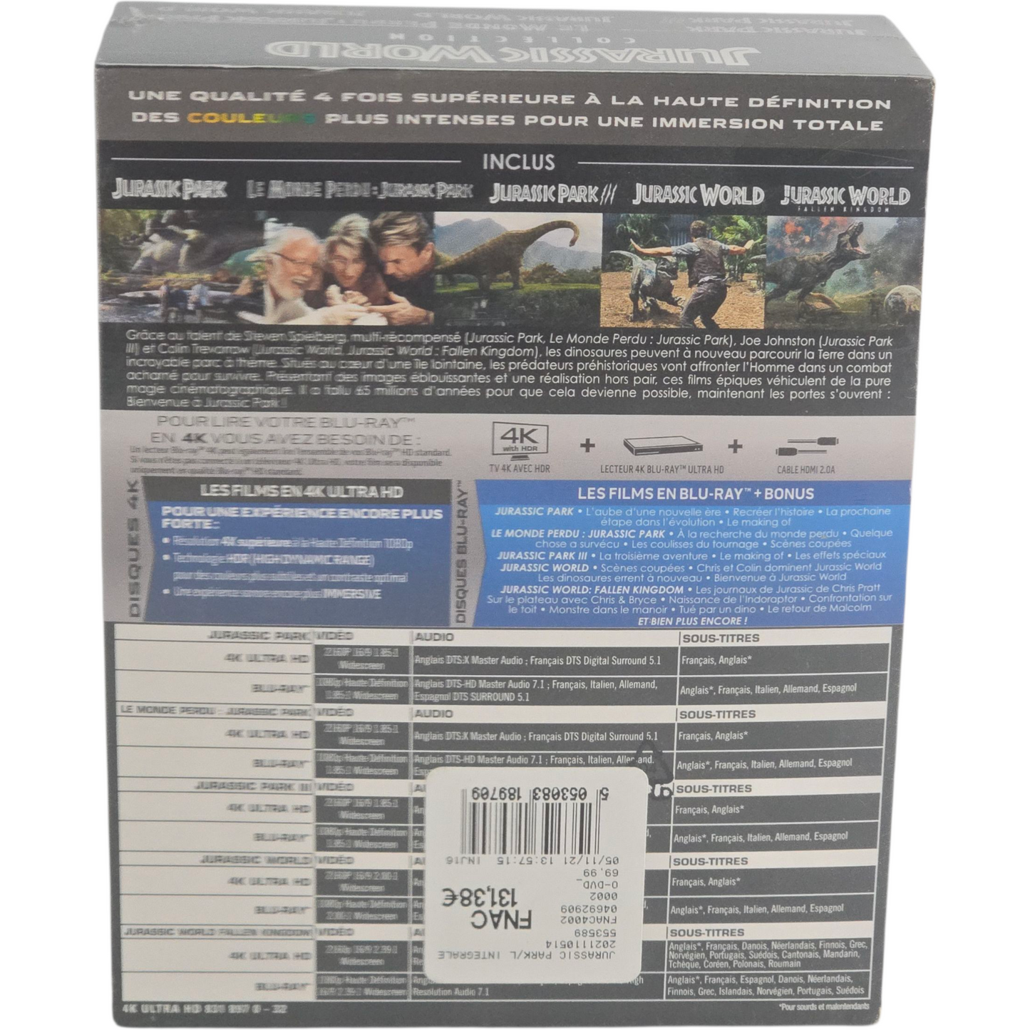 Jurassic Park + Jurassic World 5 Films Collection 4K UHD + Blu-ray Zone B