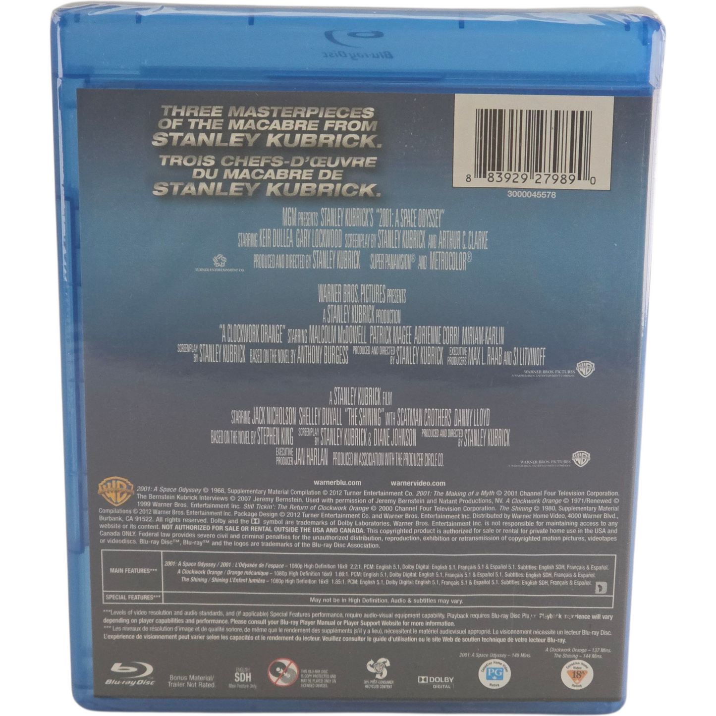 2001: A Space Odyssey+ A Clockwork Orange+The Shining Blu-ray Zone A Triple Feature